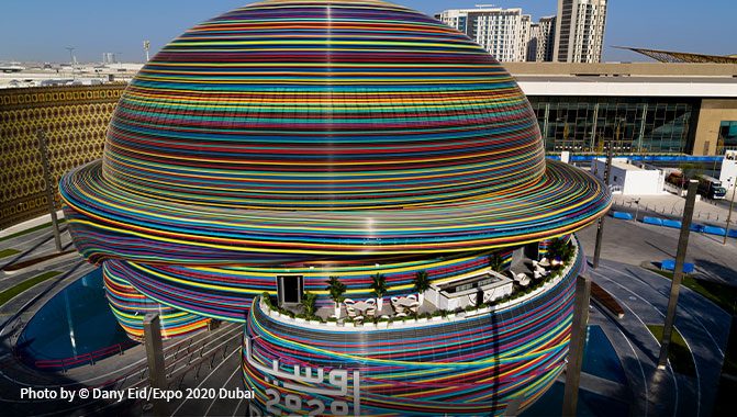 Aerial view of the Russia Pavilion