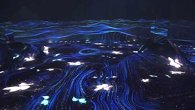 The meticulously planned projections immerse guests in a dream-like setting. 