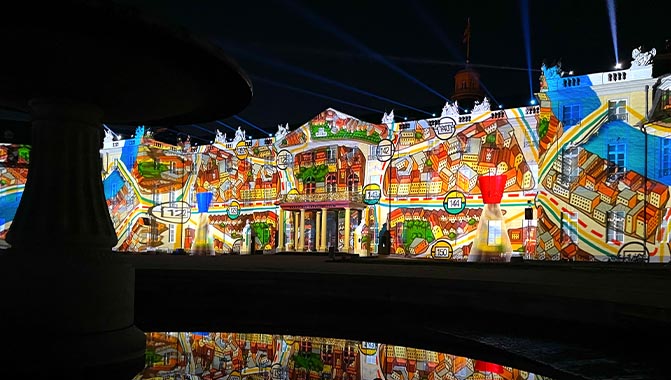 Christie® Pandoras Box® Software Version 8.8 technology is powering the impressive projection mapping at Schlosslichtspiele Festival at Karlsruhe Palace, Germany.