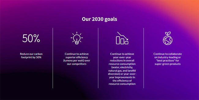 Infographic showing Christie's 2030 sustainability goals