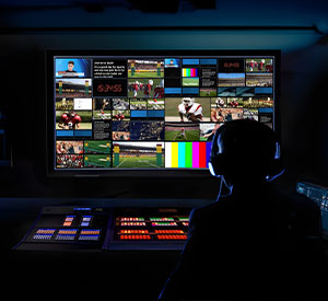 A person working in a Broadcast control room