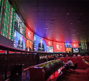 Sports book screens at a casino